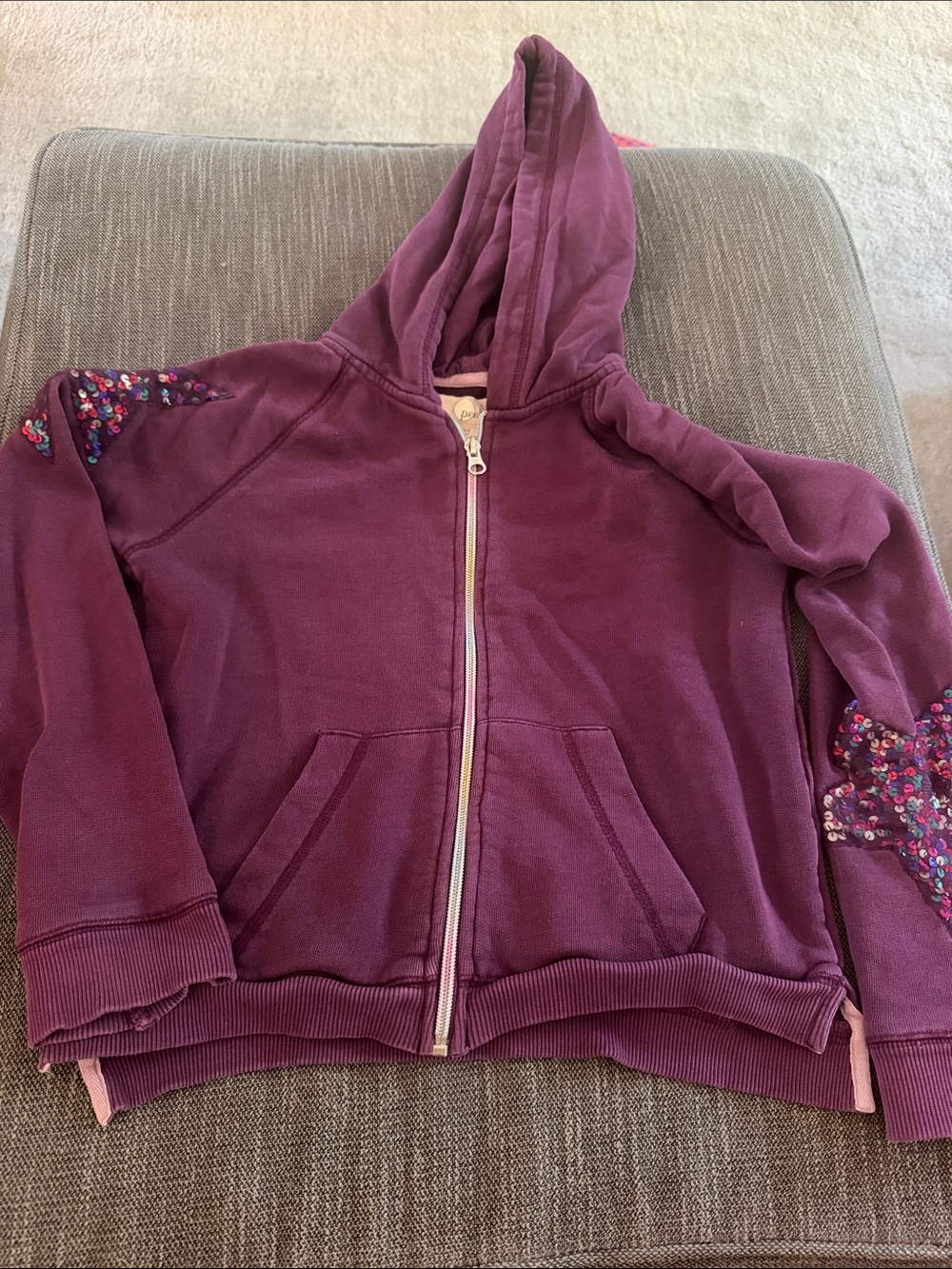 Peek Plum Zip-Up Hoodie with Sequin Star Details